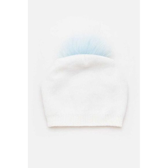 Raccoon Fur Pom Cashmere Blend Slouchy Beanie main image 6